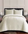 Tribeca Living Lugano Honeycomb Velvet Oversized Solid 3 Piece Quilt Set, Queen In White