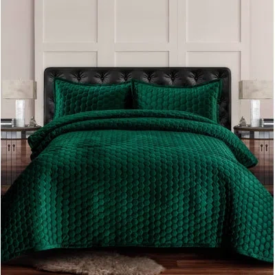 Tribeca Living Lugano Reversible Quilt Set In Emerald Green