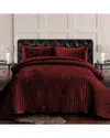 Tribeca Living Lugano Velvet Oversized Quilt Set In Burgundy