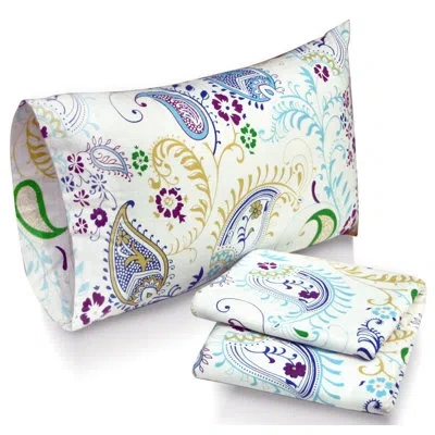 Tribeca Living Paisley 100% Cotton Flannel Sheet Set In Blue;beige;purple