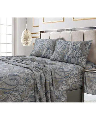 Tribeca Living Paisley Park Printed 300tc 100% Cotton Sateen Sheet Set In Multicolor