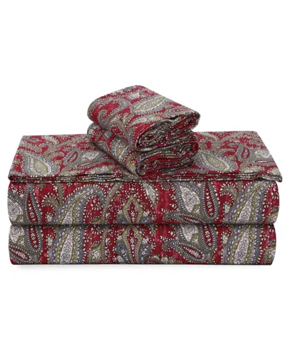 Tribeca Living Portuguese Cotton 4-pc. Extra Deep Pocket Sheet Set, California King In Red