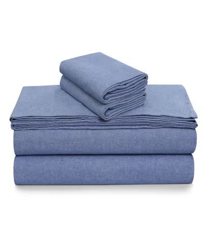 Tribeca Living Portuguese Cotton 4-pc. Extra Deep Pocket Sheet Set, King In Blue