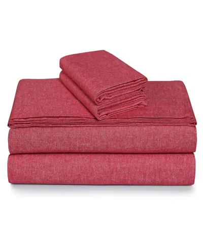 Tribeca Living Portuguese Cotton 4-pc. Extra Deep Pocket Sheet Set, King In Red