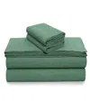 Tribeca Living Portuguese Cotton 4-pc. Extra Deep Pocket Sheet Set, Queen In Green