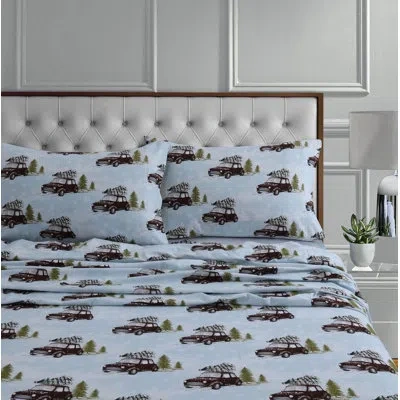Tribeca Living Winter Outing Flannel Sheet Set In Blue