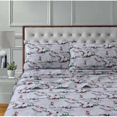 Tribeca Living Winter Wonderland Flannel Sheet Set In Green;red;purple