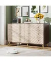 Tribesigns 47-inch Dresser For Bedroom With 6 Drawers, Double Wide Chest Of Drawers With Gold Legs, Wood And Me In Dark Brown+natural