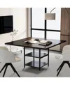 Tribesigns 47-inch Square Conference Table, Wood Seminar Table With Storage And Splicing Tabletop, Business Fur In Brown  Black