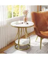 Tribesigns Round Side Table White Gold End Table 2-tier End Table Modern Bedside Table Small Side Table With St In White  Gold