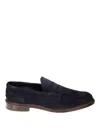 Tricker's Adam Penny Suede Loafers In Blue