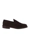 Tricker's Smooth Suede Loafers With Classic Silhouette In Black