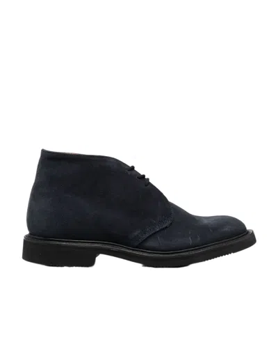 Tricker's Lace-up Suede Round Toe Ankle Boots In Black