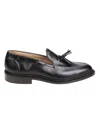 Tricker's Black Calf Leather Moccasin With Decorative Tassel In Black