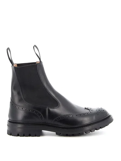Tricker's Chunky Sole Round Toe Ankle Boots In Black