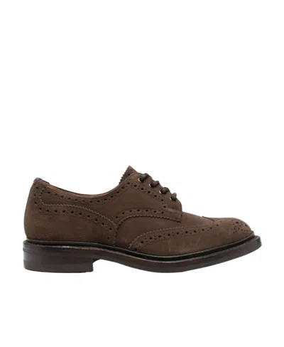 Tricker's Brogue-detail Suede Brogues In Green