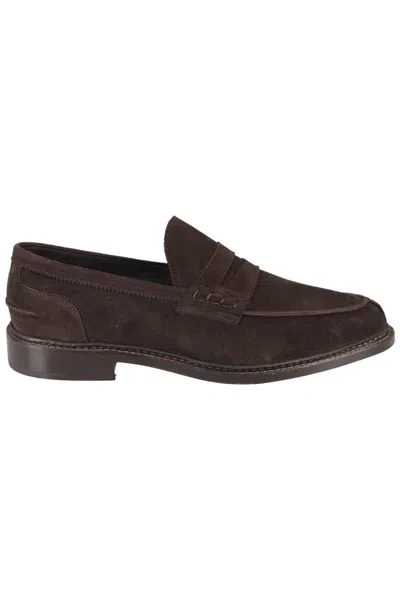 Tricker's Brown Suede Moccasin With Front Strap