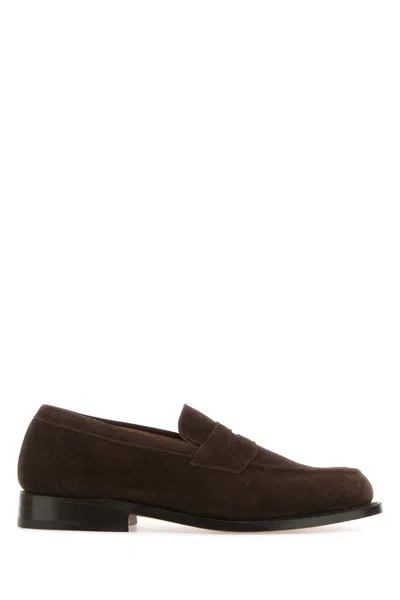 Tricker's Brown Suede Repello Loafers In Cafe