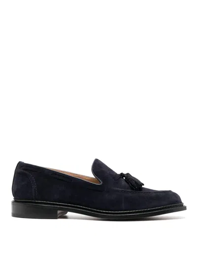 Tricker's Navy Blue Suede Elton Loafers