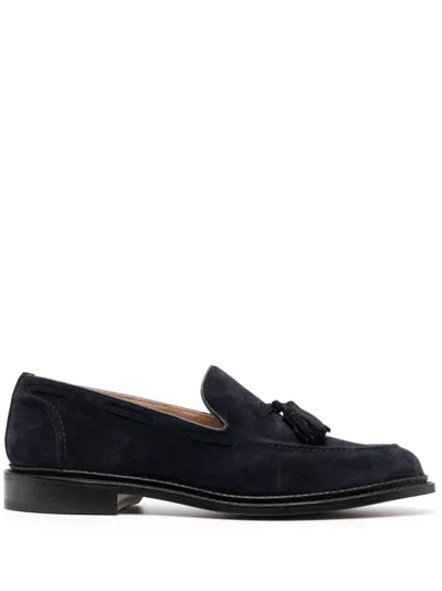 Tricker's Navy Blue Suede Elton Loafers