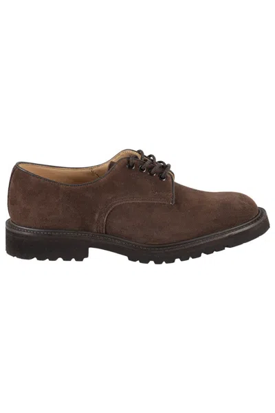 Tricker's Lace-up Brown Suede Shoes With Durable Rubber Sole
