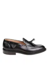 Tricker's Black Calf Leather Moccasin With Decorative Tassel In Black