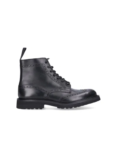 Tricker's Round Toe Brogue Leather Boots