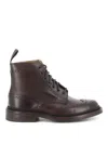 Tricker's Brown Leather Ankle Boot With Brogue Detailing In Espresso Burnished
