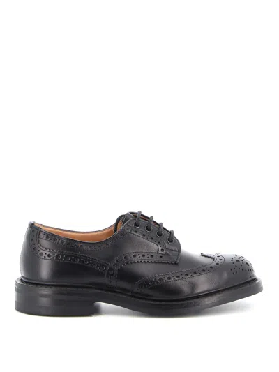 Tricker's Bourton Derby Shoes In Black Calf Leather In Grey