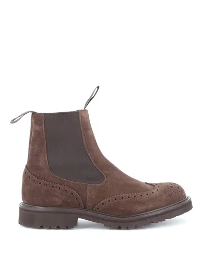 Tricker's Brogue-detail Chelsea Boot With Dovetail Finish In Grey
