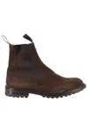 Tricker's Brown Suede Ankle Boot With Elastic Side Panels In Brown