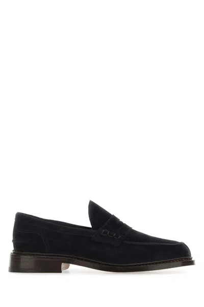 Tricker's Dark Blue Suede Adam Loafers