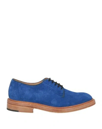 Tricker's Man Lace-up Shoes Bright Blue Size 9 Leather In Blue
