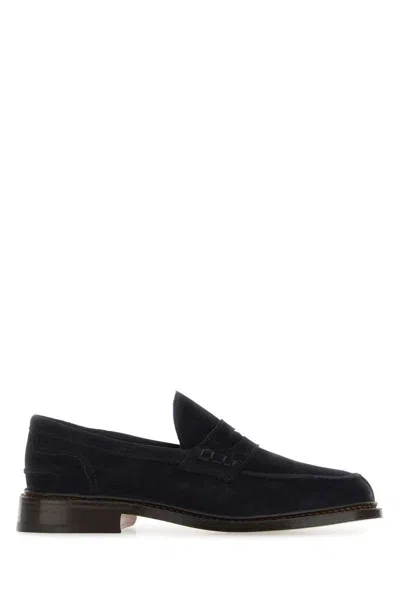 Tricker's Penny-slot Calf-suede Loafers In Blue