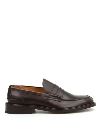 Tricker's Penny Bar Loafers In Polished Calfskin In Black