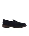 Tricker's Smooth Suede Loafers With Classic Silhouette In Black