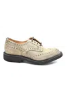 Tricker's Laced Flat Shoes With Brogue Detailing And Comfortable Sole In Beige