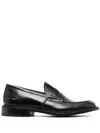 Tricker's Black Leather Moccasin With Pointed Toe Design