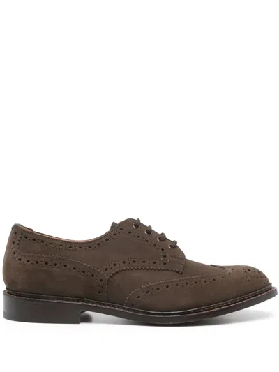 Tricker's Light Lace-up Suede Round Toe In Brown