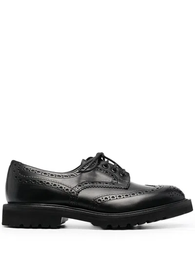 Tricker's Bourton Leather Derby Shoes In Black