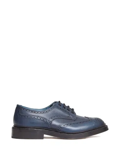 Tricker's Bourton Leather Derby Shoes In Blue