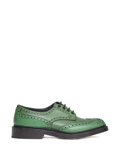 Tricker's Bourton Leather Derby Shoes In Green