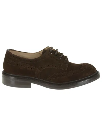 Tricker's Light Lace-up Suede Round Toe In Brown