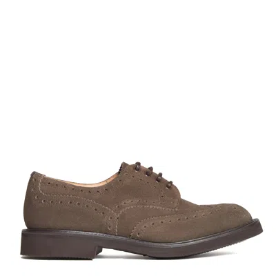 Tricker's Bourton Suede Derby Brogues In Brown