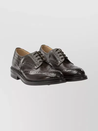 TRICKER'S BROGUE LACE-UP DERBY SHOES WITH ROUND TOE