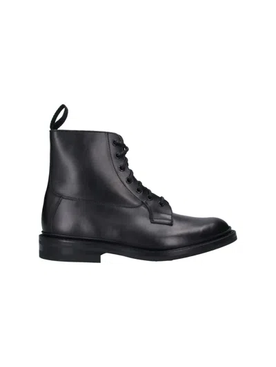Tricker's Burford Black Round Toe Lace-up Leather Boots