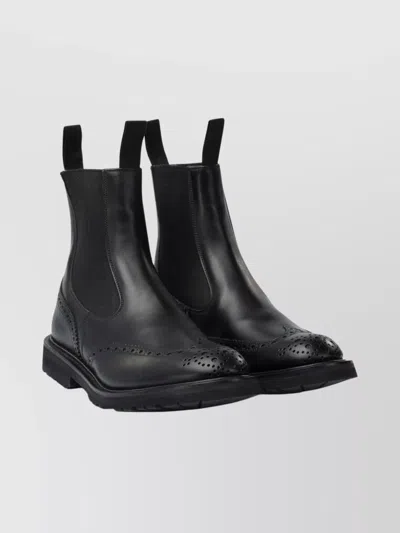 Tricker's Chunky Sole Round Toe Ankle Boots In Black