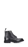Tricker's Chunky Sole Ankle Boots With Brogue Detailing In Black