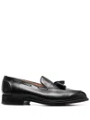 Tricker's Black Calf Leather Moccasin With Decorative Tassel In Black