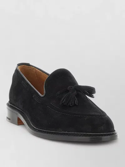 Tricker's Elton Suede Tassel Loafers Round Toe In Black